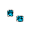 London Blue 18K White Gold Blue Topaz Diamond Halo Earrings