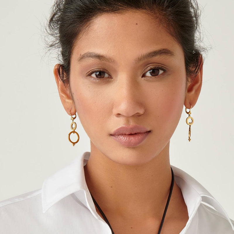 Celestial 18K Yellow Gold Triple Drop Spin Earrings