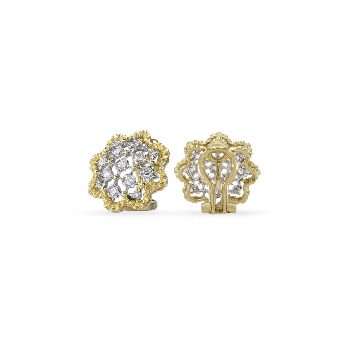 Buccellati Jewelry - Rombi 18K Yellow & White Gold Diamond Earrings | Manfredi Jewels