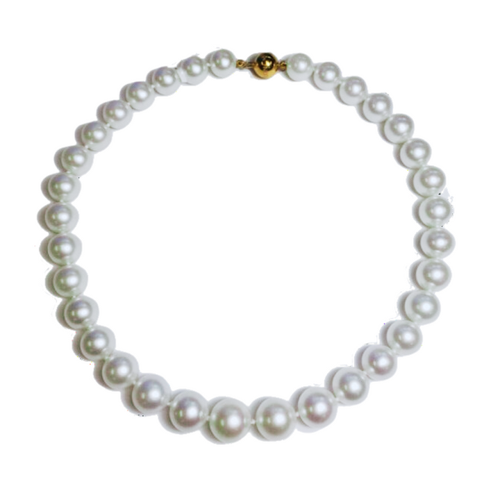 Mastoloni Jewelry - South Sea Pearl 18K Yellow Gold Ball Clasp 12-15mm White A+ Strand Necklace | Manfredi Jewels
