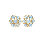 Blue Moon 18K Yellow Gold Moonstone Diamond Cluster Earrings