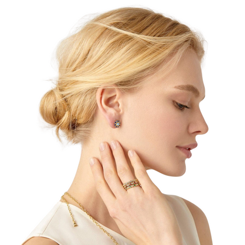 Stella 18K Yellow Gold Mini Sapphire & Moonstone Earrings