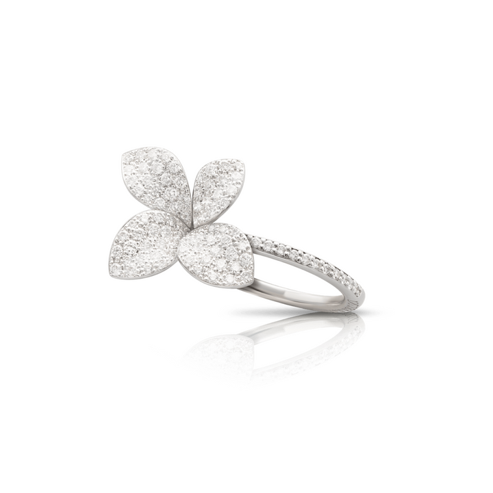 Pasquale Bruni Jewelry - Petit Garden 18K White Gold Pavé Diamond Flower Ring | Manfredi Jewels
