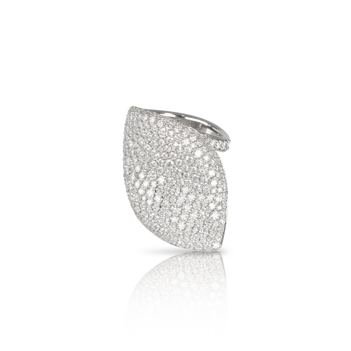 Pasquale Bruni Jewelry - Aleluiá 18K White Gold Leaf Pavé Diamond XL Ring | Manfredi Jewels