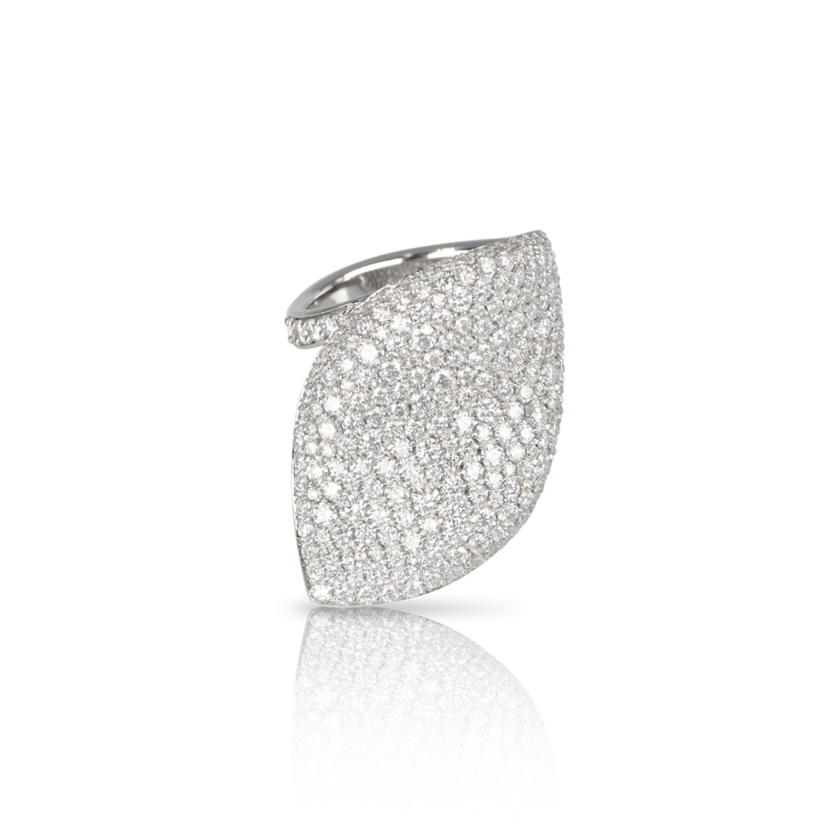 Pasquale Bruni Jewelry - Aleluiá 18K White Gold Leaf Pavé Diamond XL Ring | Manfredi Jewels
