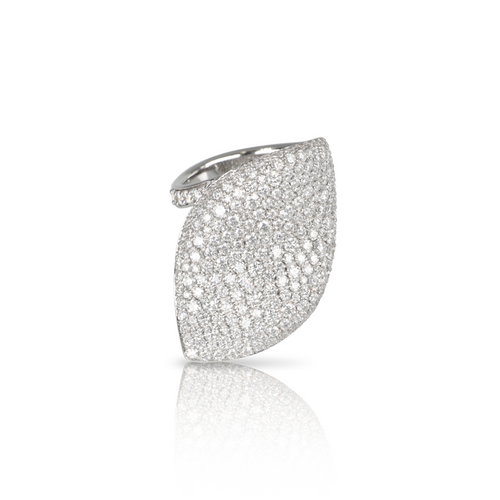 Aleluiá 18K White Gold Leaf Pavé Diamond XL Ring