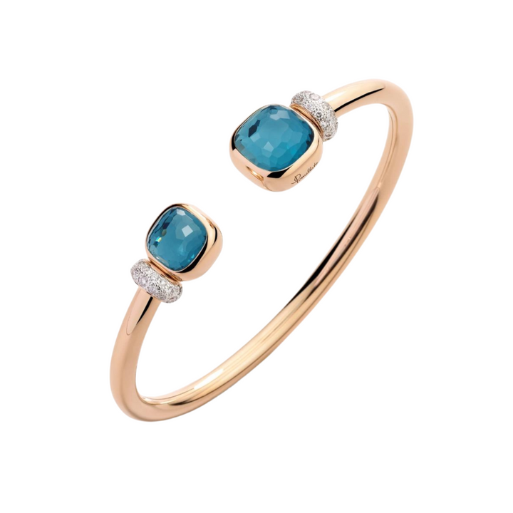 Pomellato Jewelry - Nudo 18K Rose Gold Blue London Topaz & Diamond Bracelet | Manfredi Jewels
