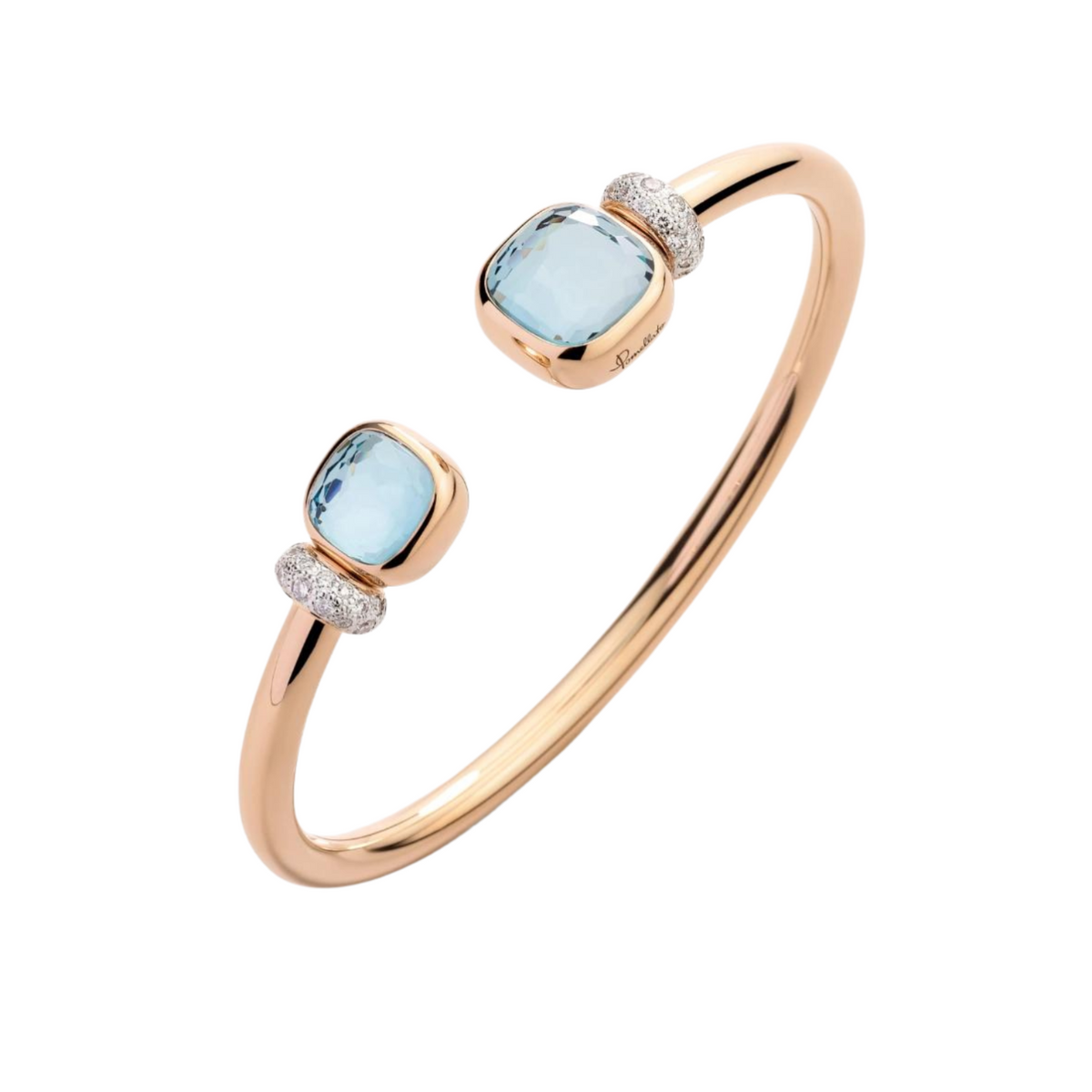 Pomellato Jewelry - Nudo 18K Rose Gold Blue Topaz & Diamond Bracelet | Manfredi Jewels