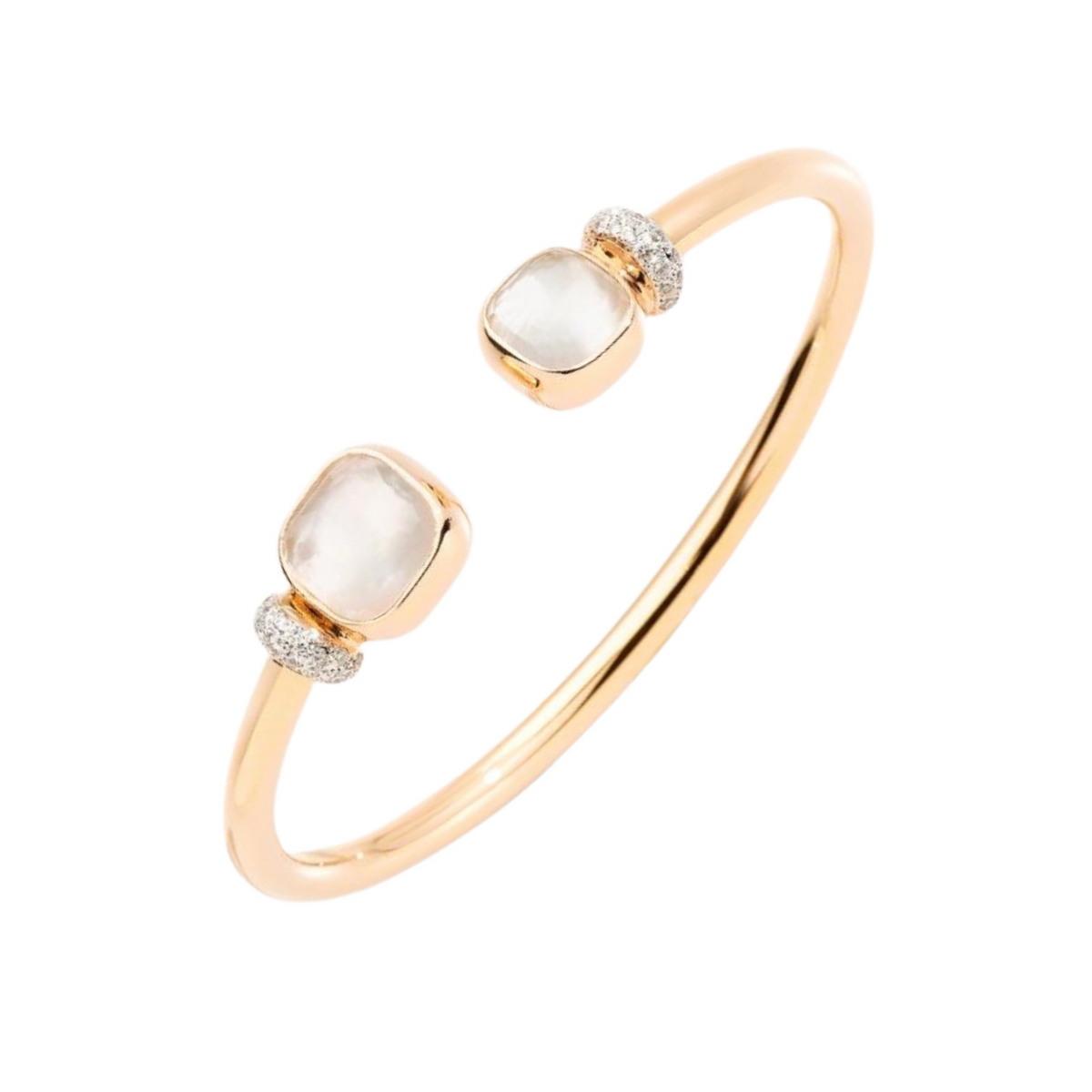 Pomellato Jewelry - Nudo 18K Rose Gold White Topaz & Mother of Pearl Diamond Bracelet | Manfredi Jewels