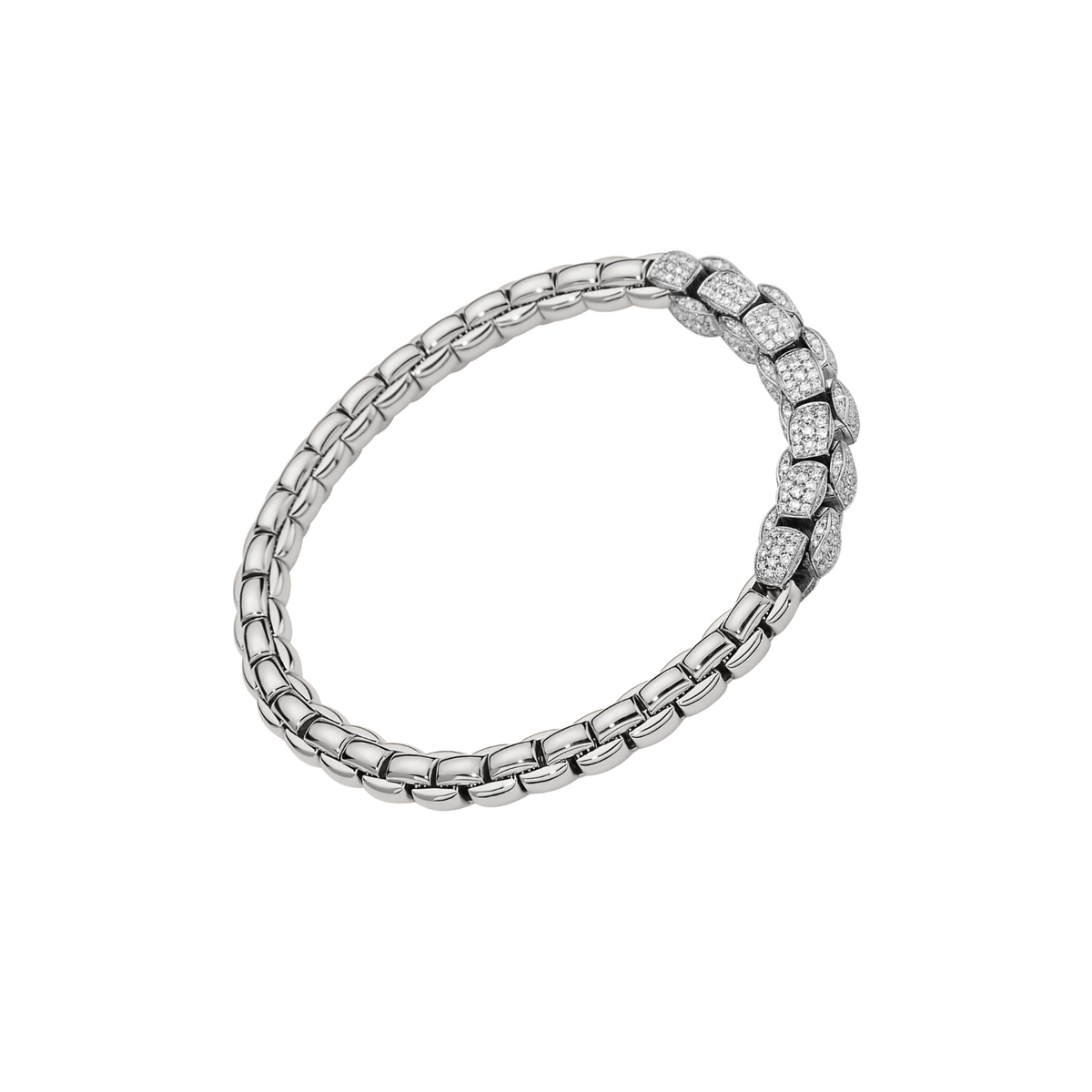 Fope Jewelry - Eka 18K White Gold Diamond Pavé Chain Flex’it Bracelet | Manfredi Jewels