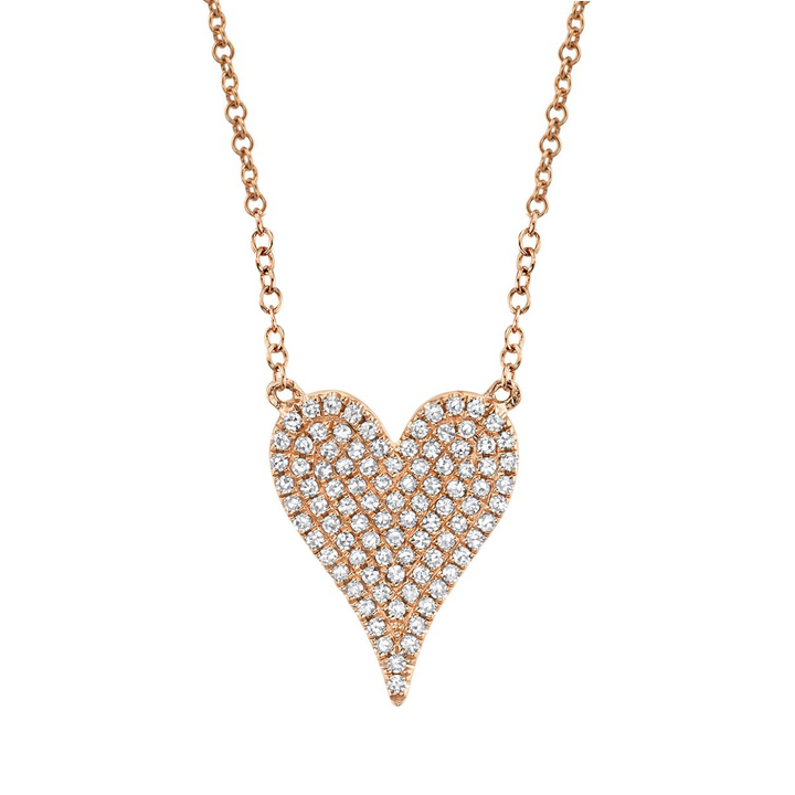 Shy Creation Jewelry - Kate 14K Rose Gold 0.21 ct Diamond Pavé Medium Heart Necklace | Manfredi Jewels
