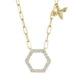Kate 14K Yellow Gold 0.45 ct Hexagon Bee Diamond Pavé Paper Clip Link Necklace