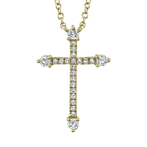 Kate 14K Yellow Gold 0.17 ct Diamond Pavé Cross Necklace