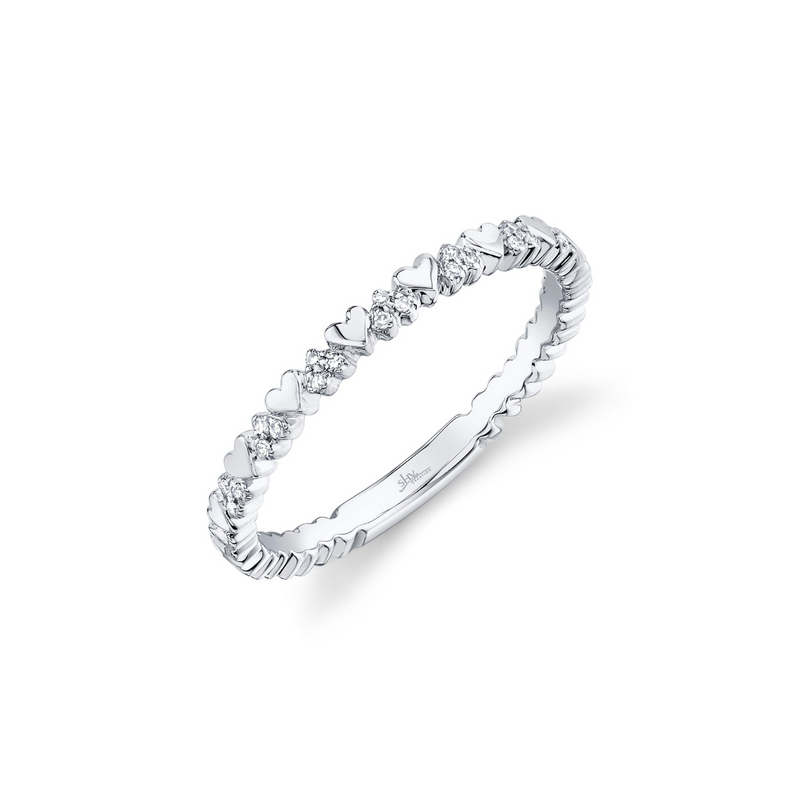 Kate 14K White Gold 0.05 ct Diamond Heart Band Ring