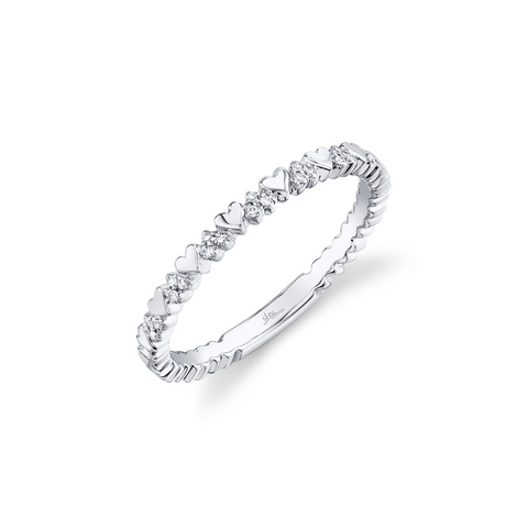 Kate 14K White Gold 0.05 ct Diamond Heart Band Ring