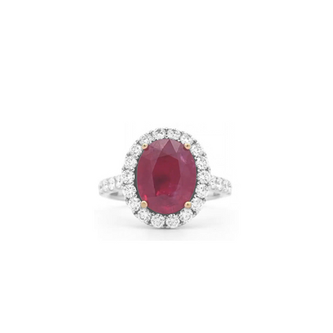 18K White Gold, Ruby, & Diamond Ring