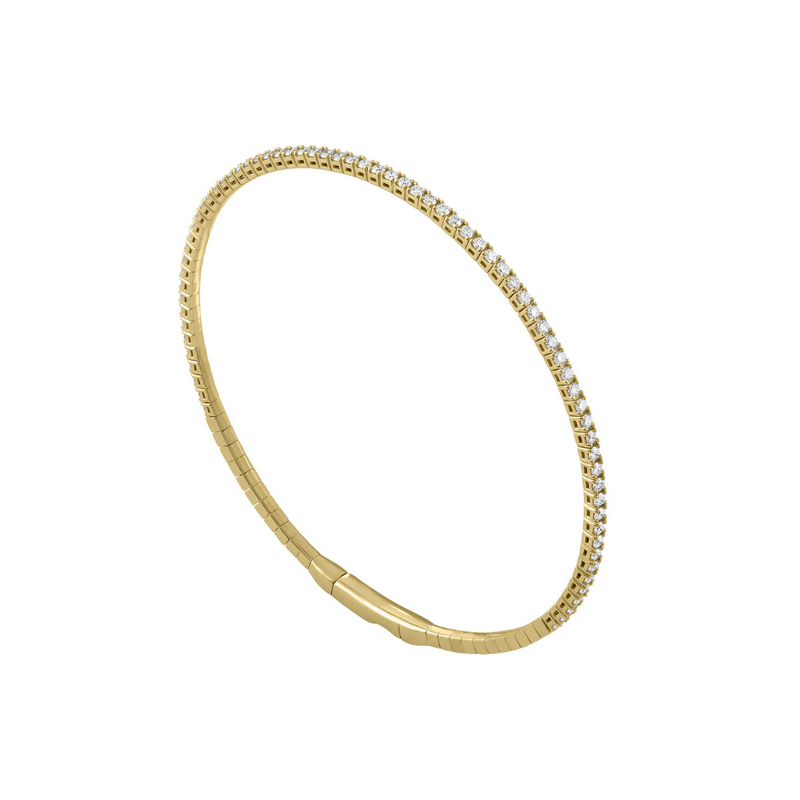 14K Yellow Gold & Diamond Flexible Tennis Bangle