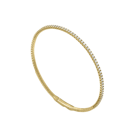 14K Yellow Gold & Diamond Flexible Tennis Bangle