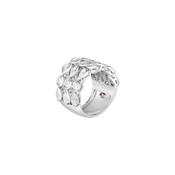 Roberto Coin Jewelry - Dolce 18K White Gold Flexible 3 Row Diamond Ring | Manfredi Jewels