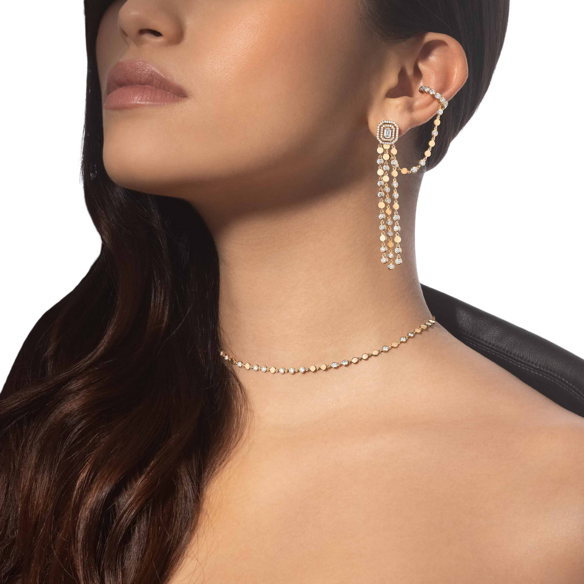 Messika Jewelry - D-Vibes 18K Yellow Gold Multi-Row Diamond Earrings | Manfredi Jewels