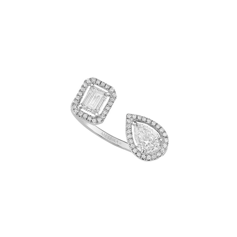 My Twin Toi & Moi Thin 18K White Gold Diamond Pavé Ring