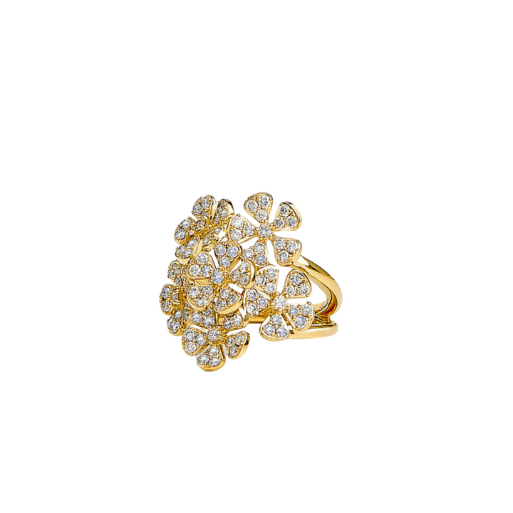 Syna Jewelry - Jardin 18K Yellow Gold Diamond Flower Bunch Ring | Manfredi Jewels