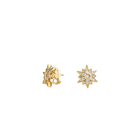 Cosmic 18K Yellow Gold Small Starburst Clip Earrings