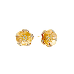 Jardin 18K Yellow Gold Camelilia Satin Flower Diamond Earrings
