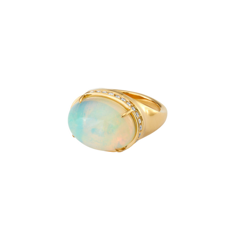 Mogul 18K Yellow Gold Ethiopian Opal & Diamond Ring