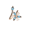 Botanica 18K Rose Gold Blue Topaz and Moonstone Flower & Leaf Ring