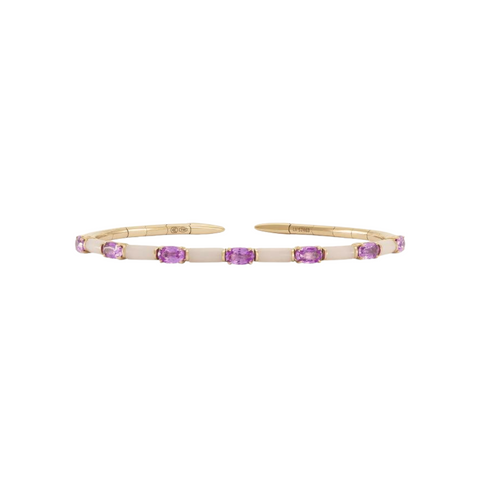 Dolce 18K Rose Gold Pink Sapphire and Pink Opal Bangle Bracelet