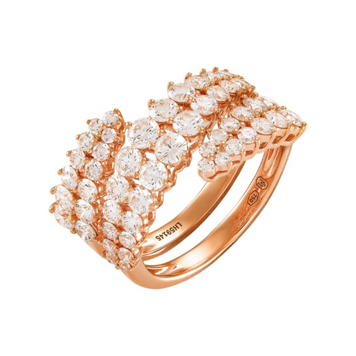 Double Loop 18K Rose Gold White Diamond Ring