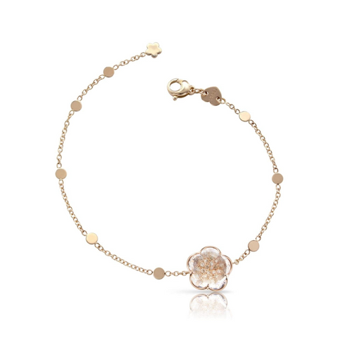 Bon Ton 18k Rose Gold Rock Crystal and Diamond Bracelet