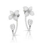 Petit Garden 18K White Gold Pavé Diamond Small Flower Pendant Earrings