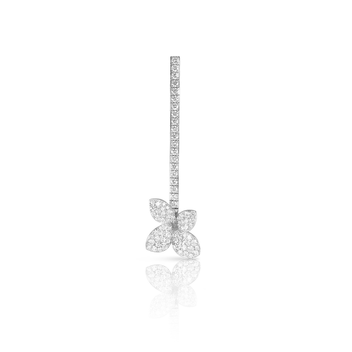 Pasquale Bruni Jewelry - Heart to Earth 18K White Gold Pavé Diamond Single Earring | Manfredi Jewels