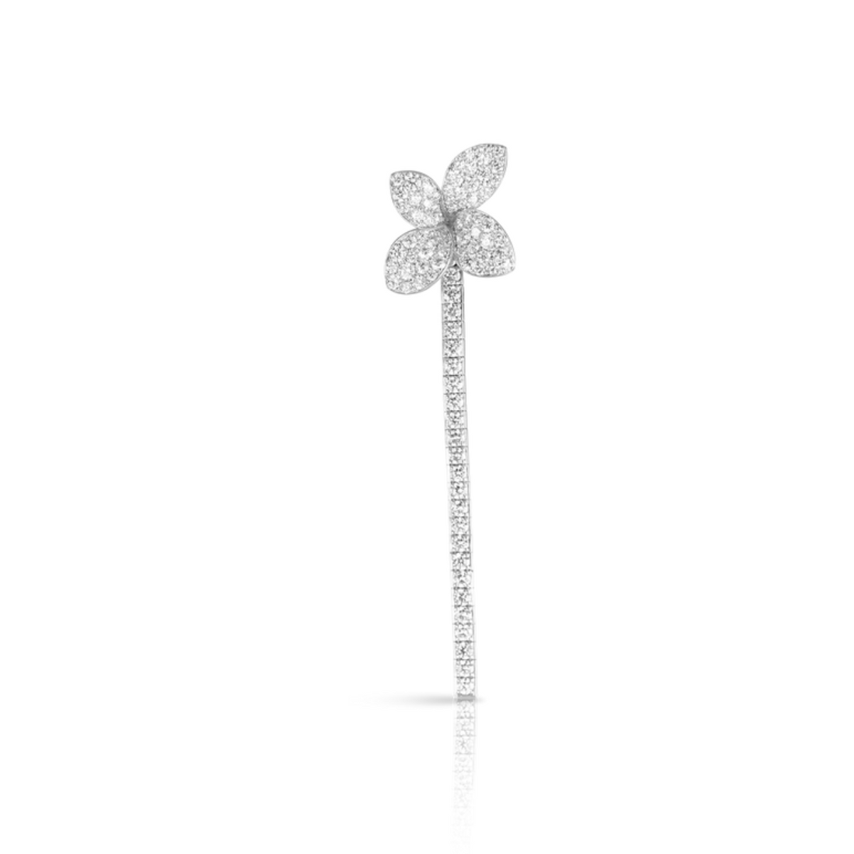 Pasquale Bruni Jewelry - Heart to Earth 18K White Gold Pavé Diamond Single Earring | Manfredi Jewels