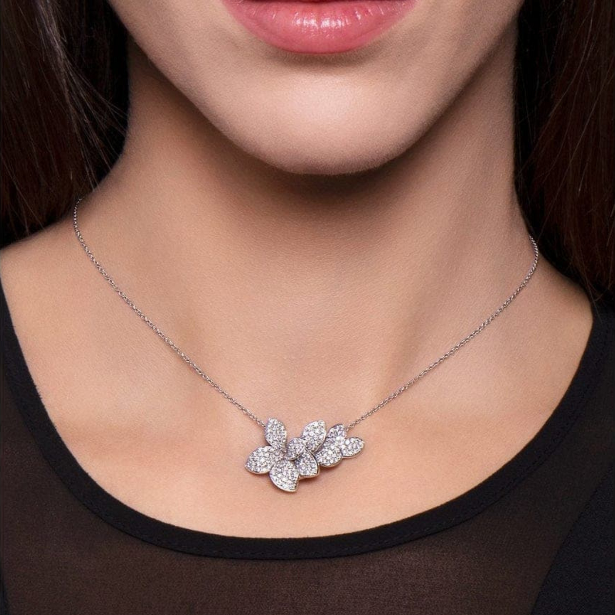 Pasquale Bruni Jewelry - Stella in Fiore 18K White Gold Pavé Diamond Necklace | Manfredi Jewels