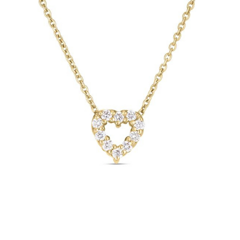 Roberto Coin Jewelry - Tiny Treasures 18K Yellow Gold Diamond Heart Necklace | Manfredi Jewels