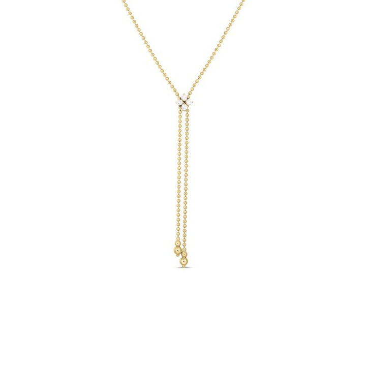 Roberto Coin Jewelry - Love in Verona 18K Yellow Gold Diamond Flower Lariat Necklace | Manfredi Jewels