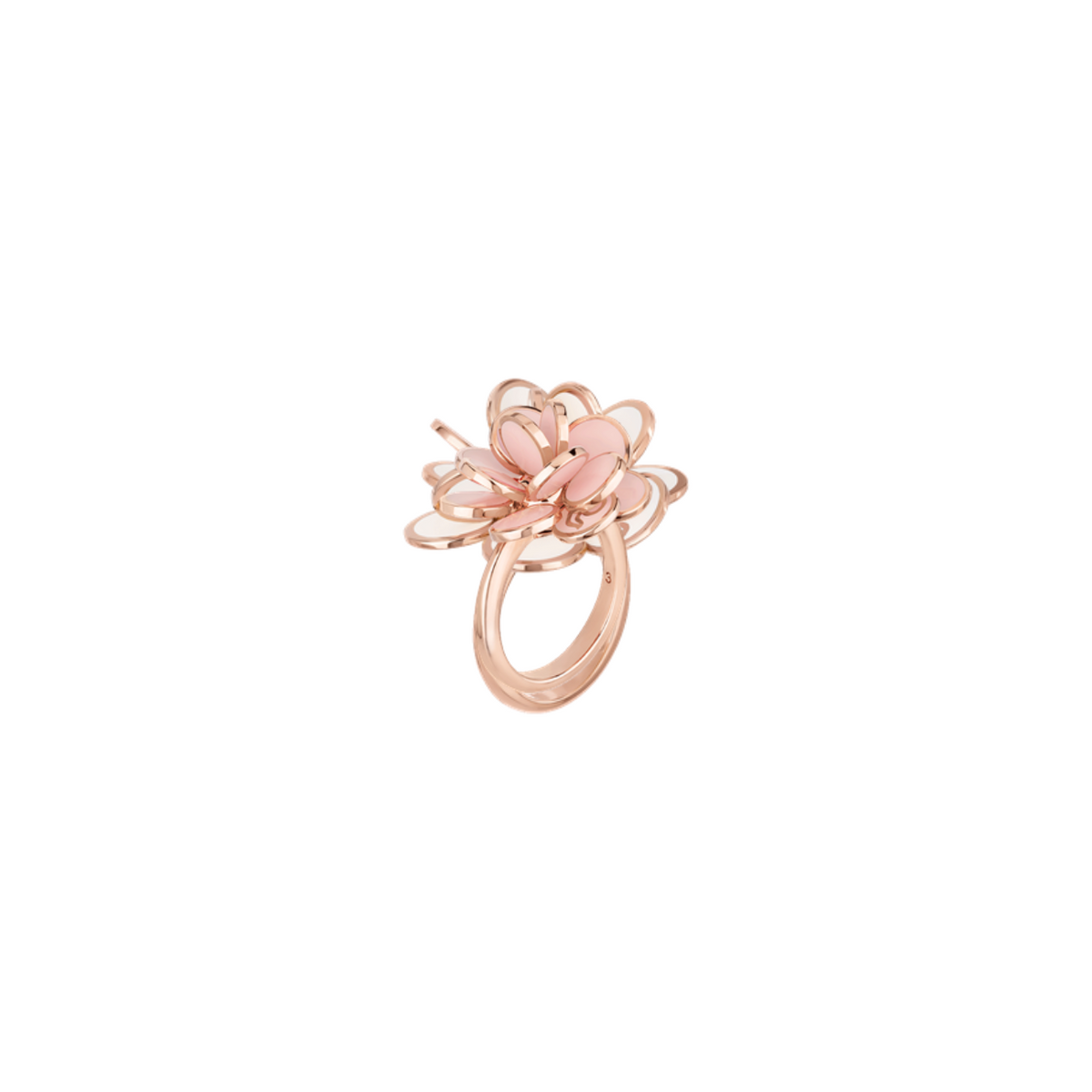 Chantecler Capri Jewelry - Paillettes 18K Rose Gold Pink Enamel Flower Ring | Manfredi Jewels