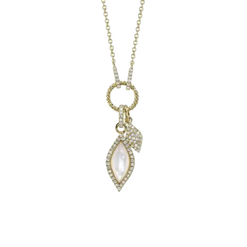 14K Yellow Gold, Diamond, & Mother of Pearl Pendant