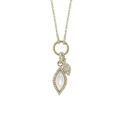 14K Yellow Gold, Diamond, & Mother of Pearl Pendant