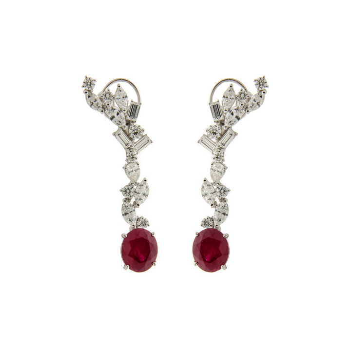 Crivelli Jewelry - 18KT White Gold Diamond and Ruby Drop Earrings | Manfredi Jewels
