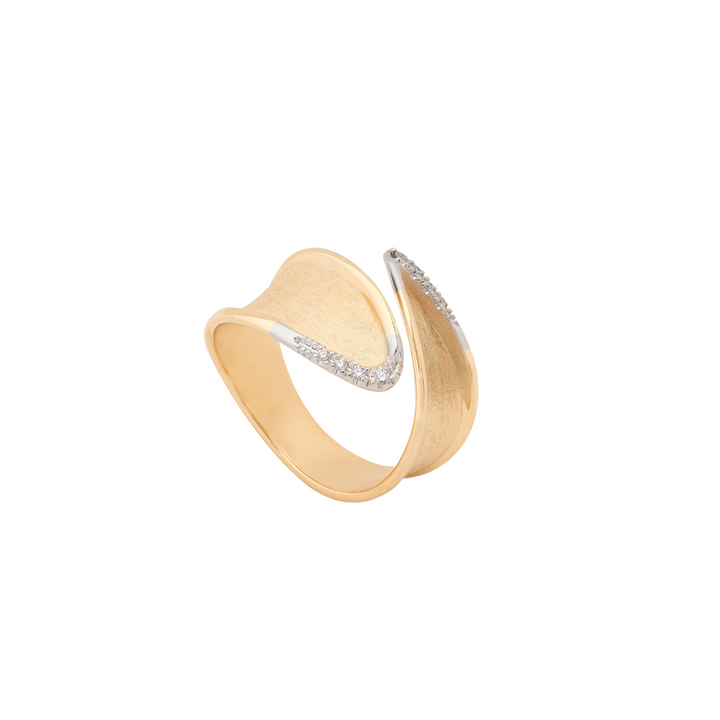 Marco Bicego Jewelry - 18K Yellow Gold Wrap Ring with Diamond Pavé | Manfredi Jewels