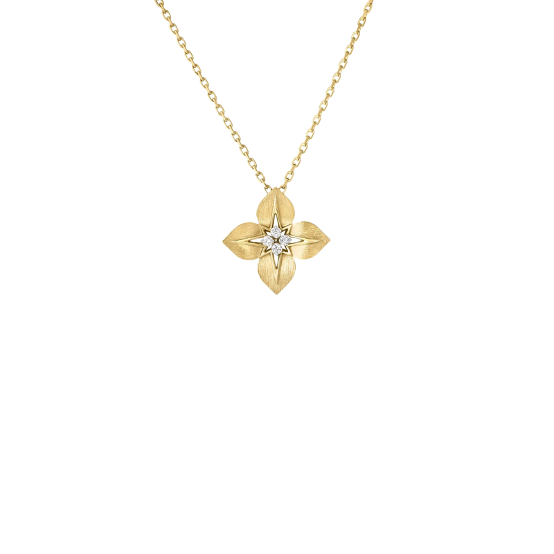 18K Yellow Gold Medium Diamond Star Necklace