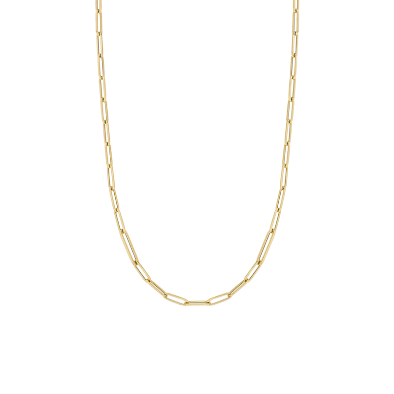 Designer Gold 18K Yellow Gold Alternating Size Paperclip Link 17 inch Necklace