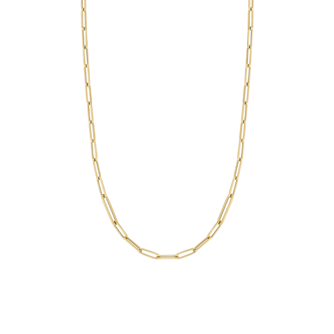 Designer Gold 18K Yellow Gold Alternating Size Paperclip Link 17 inch Necklace