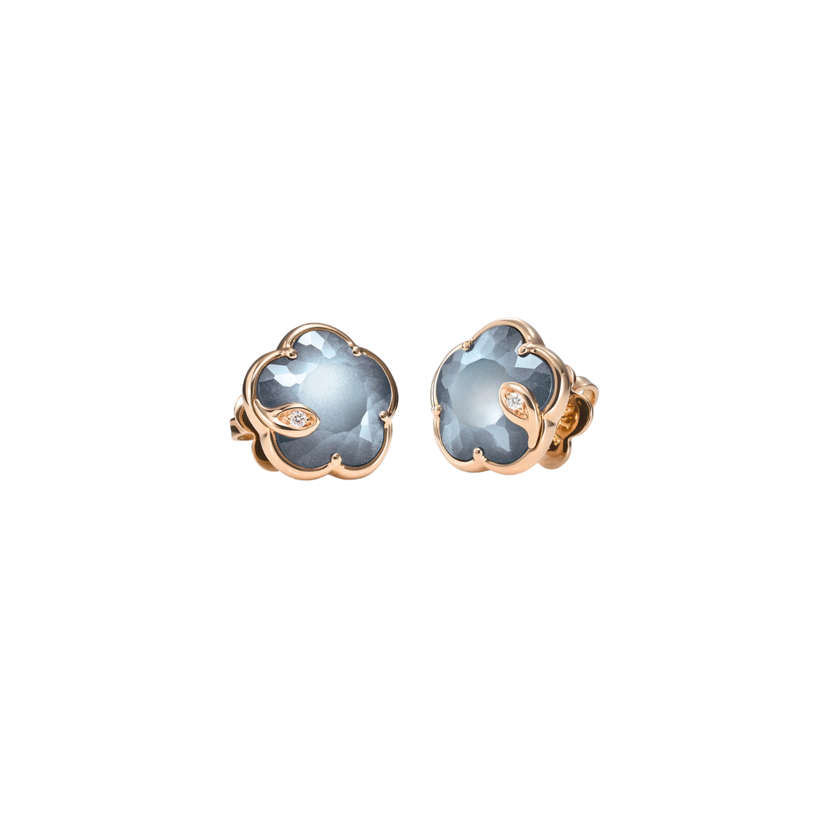 Pasquale Bruni Jewelry - Petit Joli 18K Rose Gold Lunaire Onyx White Moonstone and Diamond Earrings | Manfredi Jewels