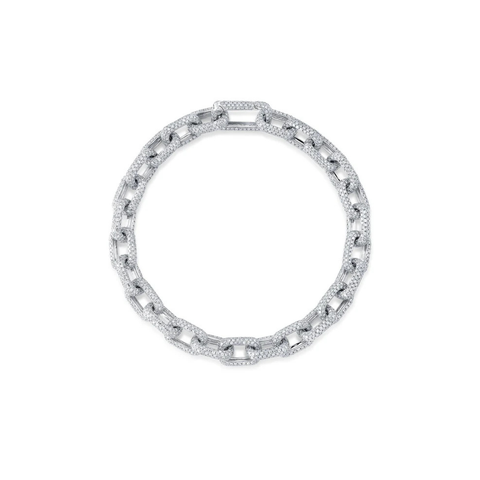 Kate 14K White Gold 7.52 ct Diamond Pave Paper Clip Link Bracelet