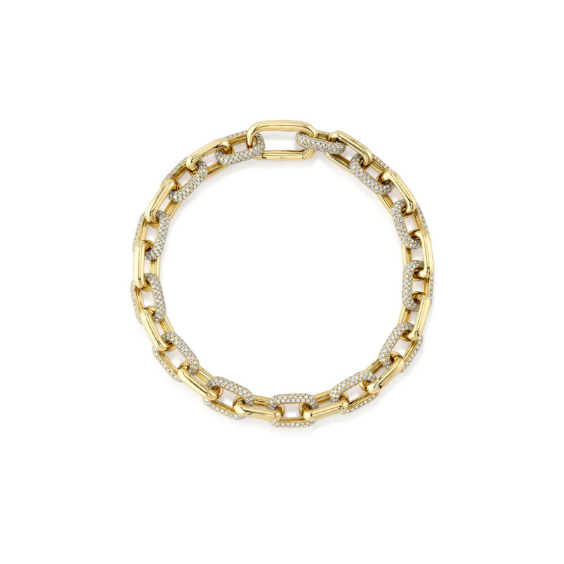Kate 14K Yellow Gold 7.52 ct Diamond Pave Paper Clip Link Bracelet